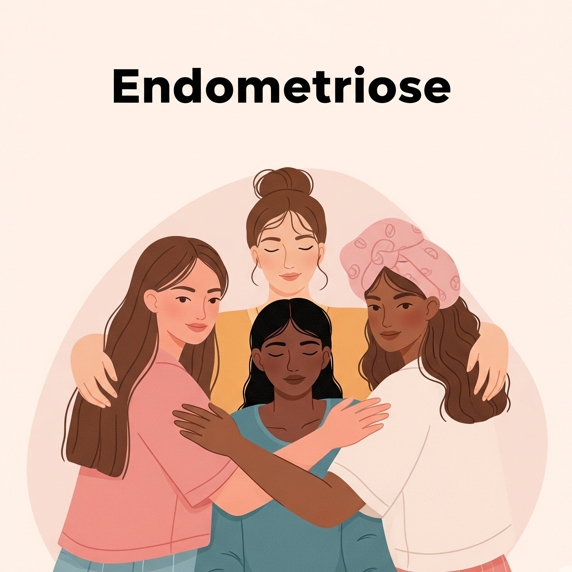 Ilustração de mulheres se abraçando, representando a comunidade Endometriose em Cena